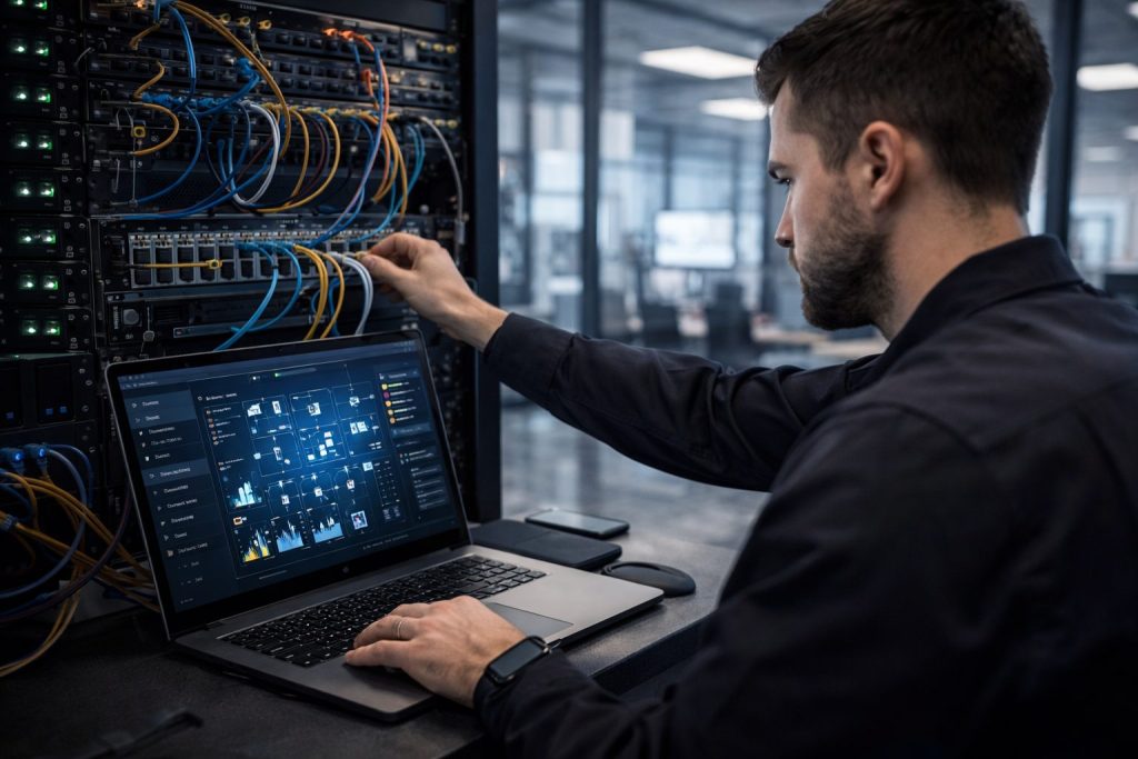 Person troubleshooting the network